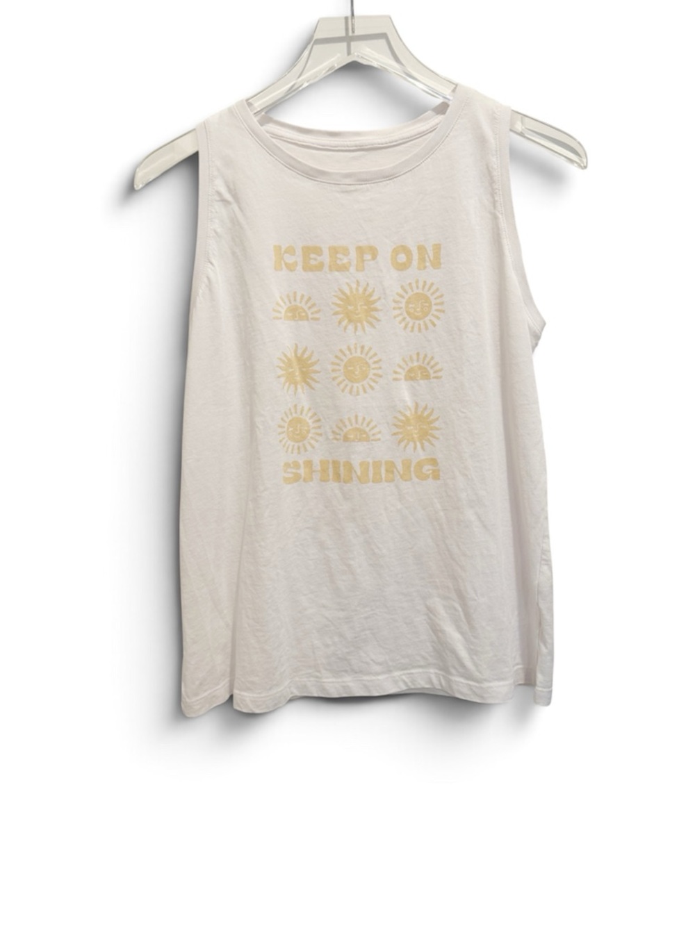 PACT Organic Cotton Keep on Shining Muscle Tank Top in White size Small